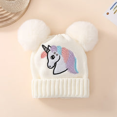 Winter Unicorn Knitted Hat for Kids, 1-3 Years, Birthday Gift