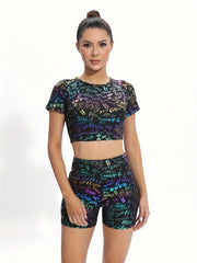 Sporty Set Short Sleeves Top & Running Short Women's Suit