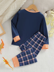 Boys 2pcs Astronaut Print Pajamas Set Long Sleeve Pullover Top & Pants