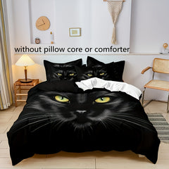 3pcs Cat Print Duvet Cover Set Soft Comfortable Bedding Set
