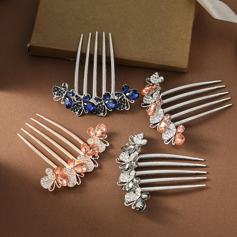 Rhinestone Butterfly Hair Comb Metal Headwear