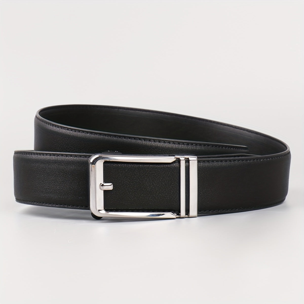 Men's Auto Buckle Lychee Pattern PU Belt Accessories
