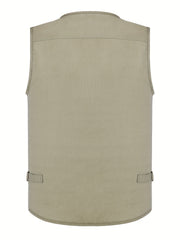 Men's Zipper Pockets Cargo Vest for Outdoor Activities