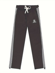 Men's Checkered Pattern Joggers Slim Fit Active Bottom