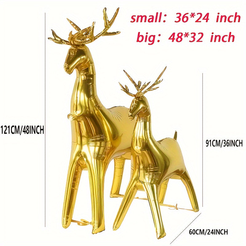 2pcs Christmas Golden Elk Balloons Party Decoration Aluminum Film Balloons