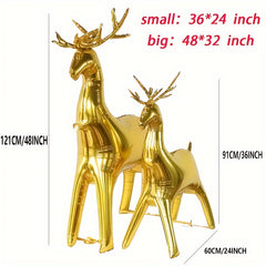 2pcs Christmas Golden Elk Balloons Party Decoration Aluminum Film Balloons