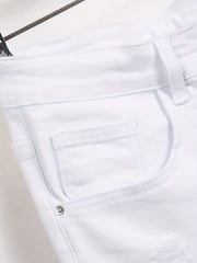 Men's Ripped Denim Shorts Casual Street Style Distressed Stretch Denim Shorts