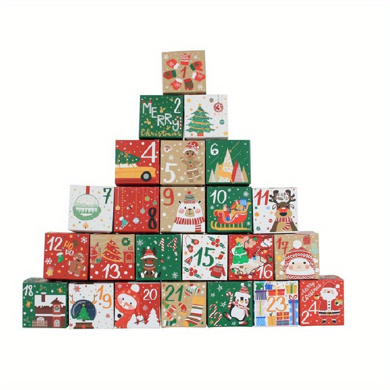 24pcs Christmas Advent Calendar Candy Box 24 Days Countdown