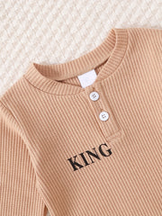 Baby Boys KING Long Sleeve Romper Top Pants Set