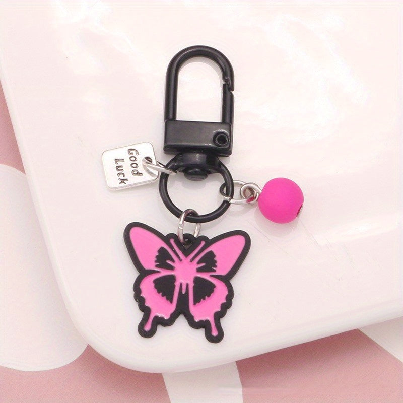 Pink Rose Keychain with Butterfly for Girls