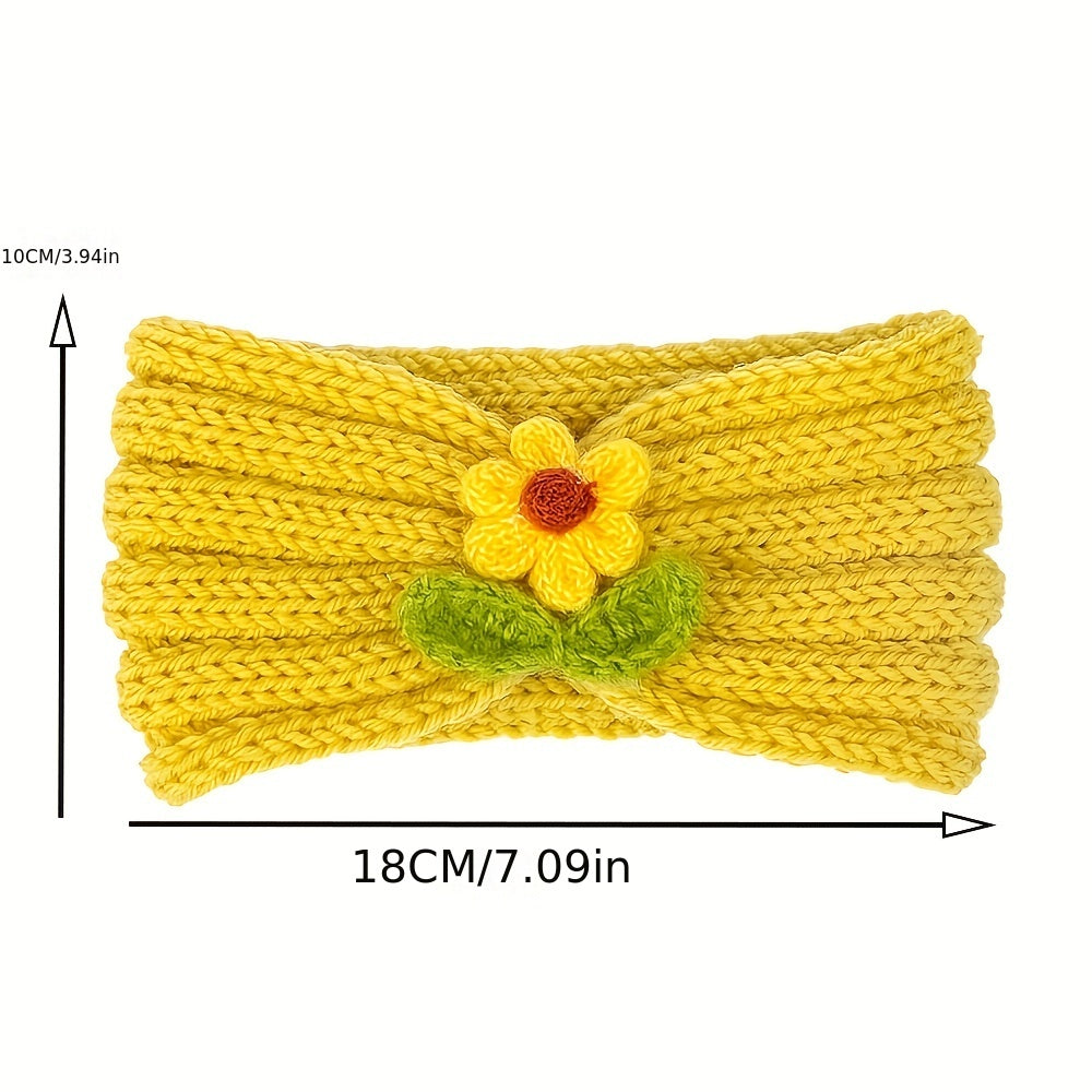 Knitted Headband Small Flower Hairband for Baby Kids Girls