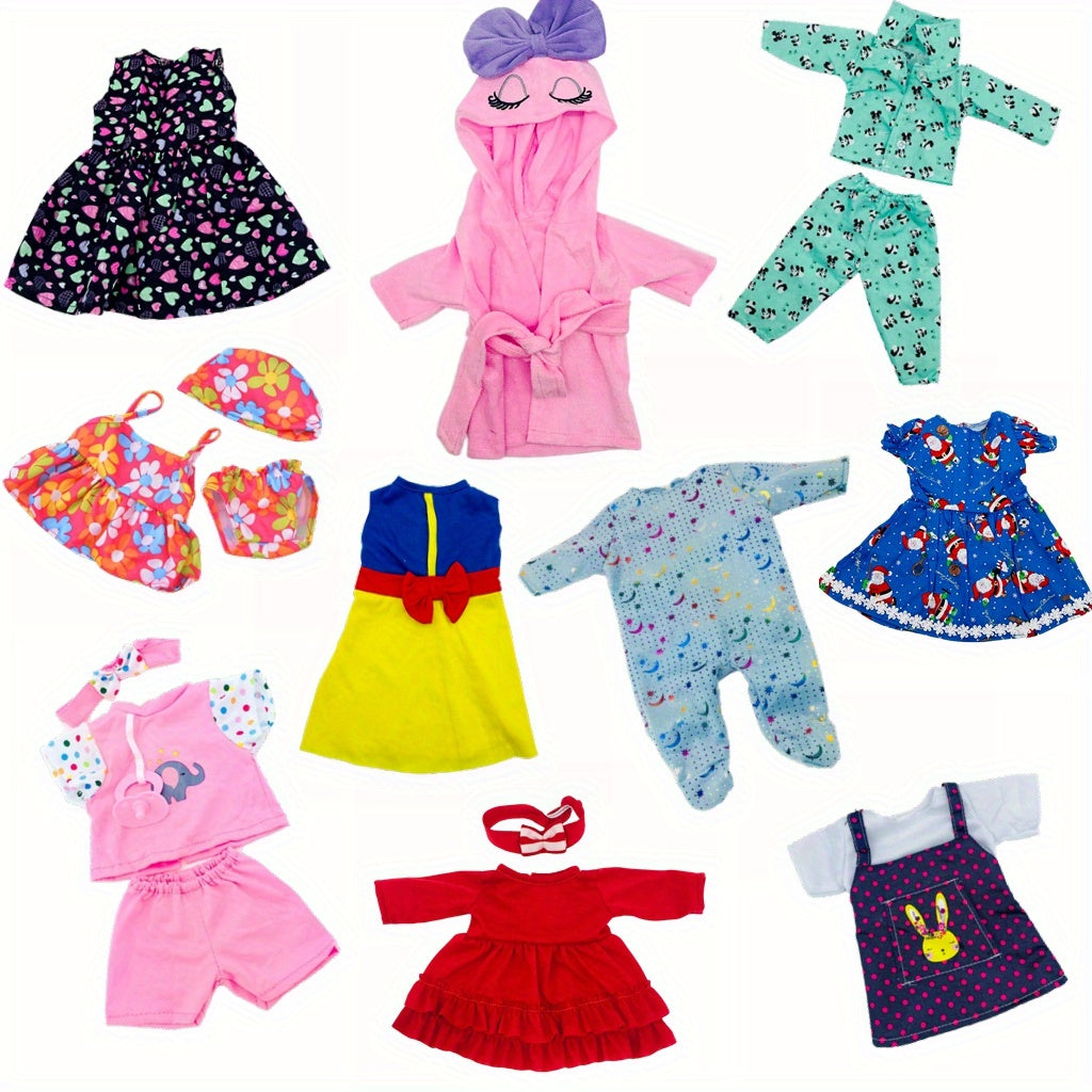 10 Sets of 14-16 Inch Baby Doll Clothes Dresses Headbands Accessories