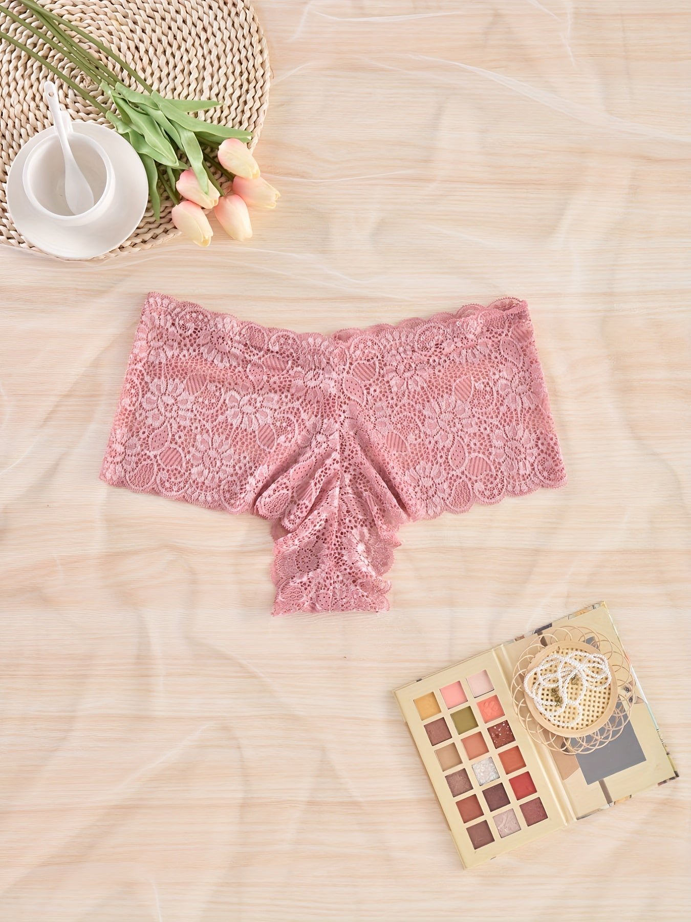 3 Pack Women's Plus Lace Trim Briefs Set