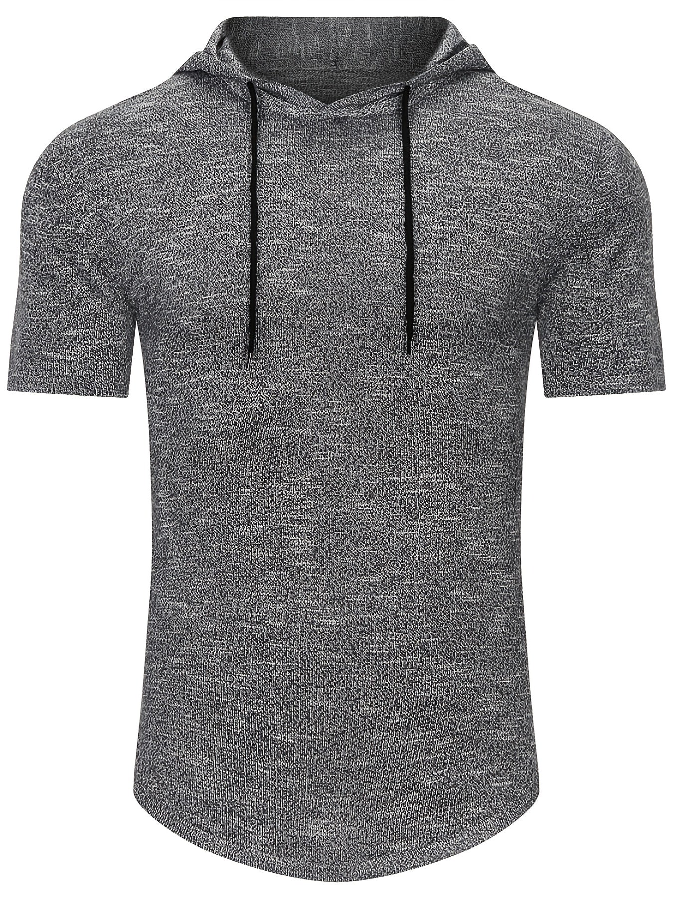 Men's Short Sleeve Hooded T-Shirt Casual Breathable Knit Top