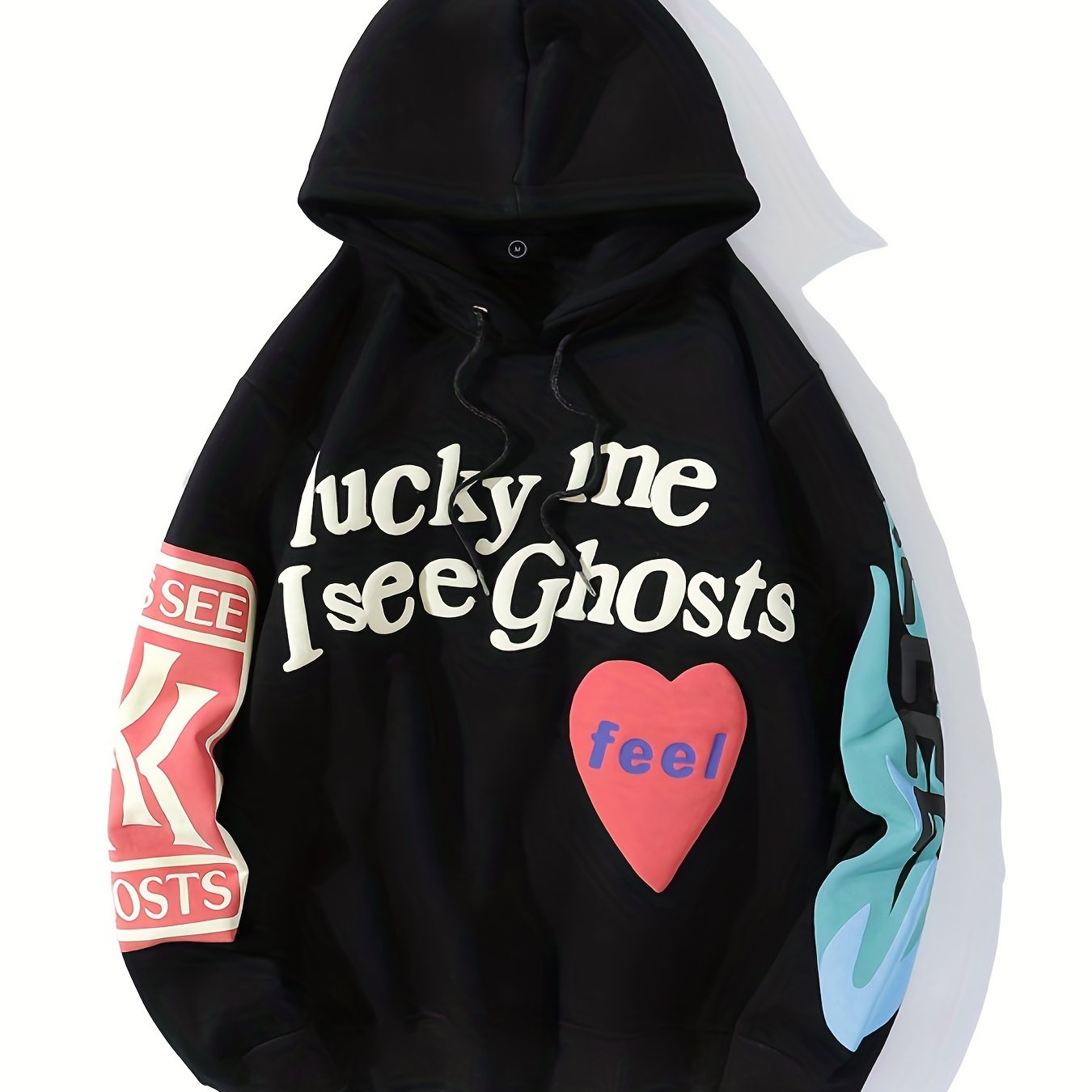 Letter Print Long Sleeve Drawstring Sports Hoodies Pullover Sweatshirt