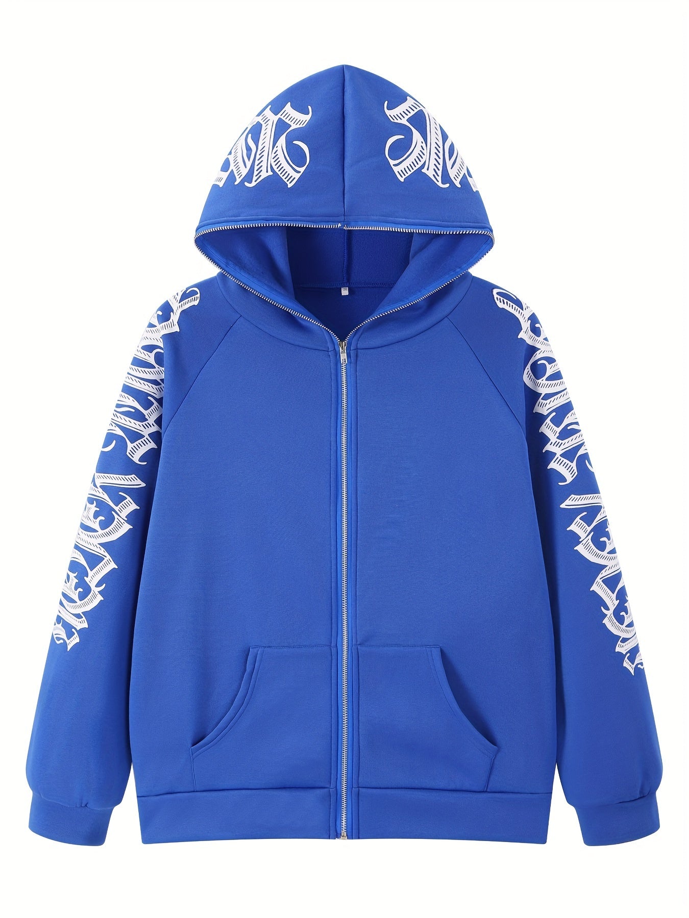 Y2k Sports Top Women's Plus Art Letter Print Zip Up Hooded Sweater