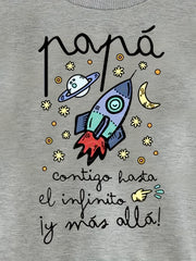Space Rocket Print Boys Sweatshirt Crew Neck Tops