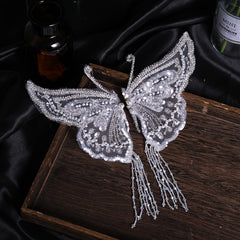 Crystal Faux Pearl Butterfly Hair Clip for Women Bride Wedding Accessories