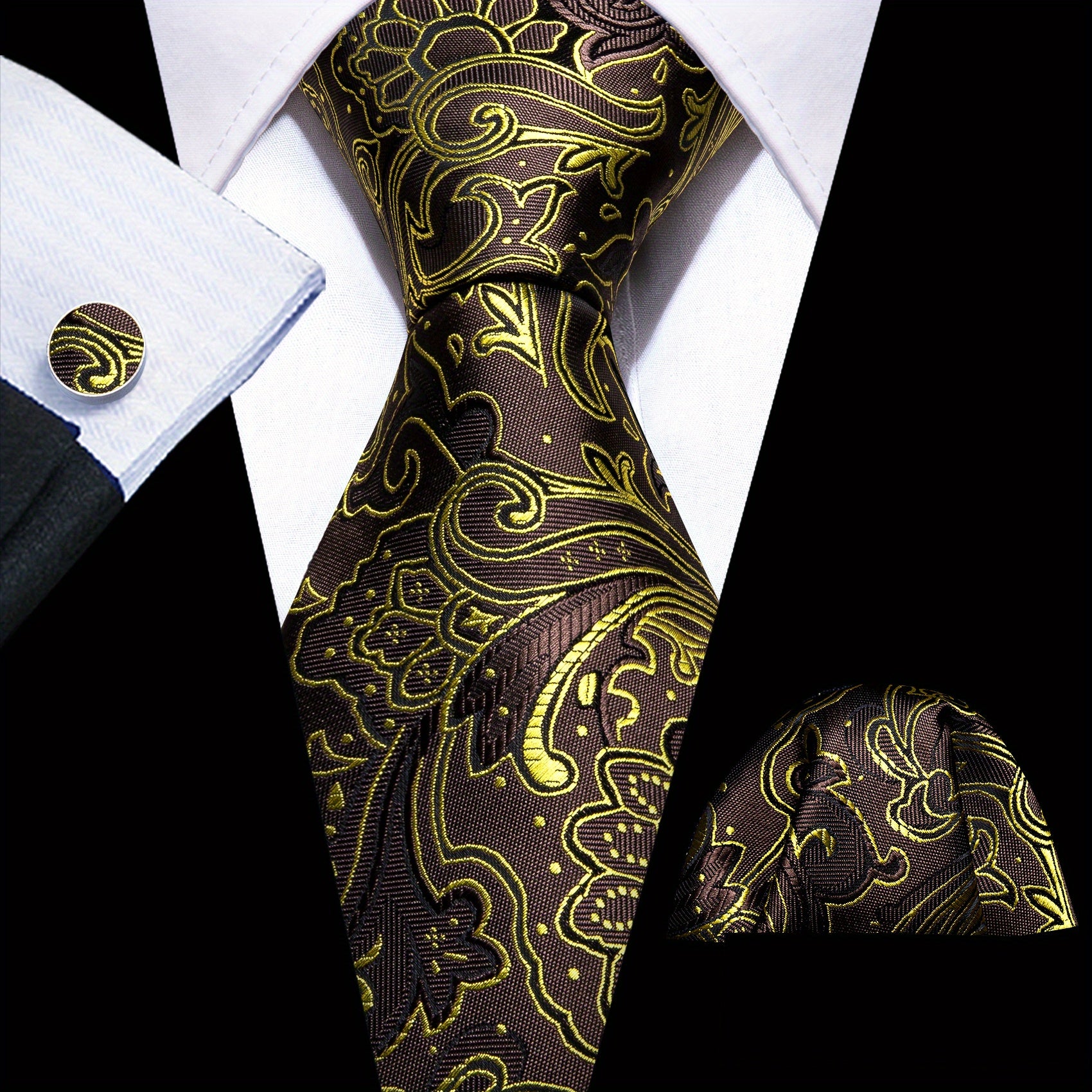 Barry Wang Paisley Jacquard Tie Set