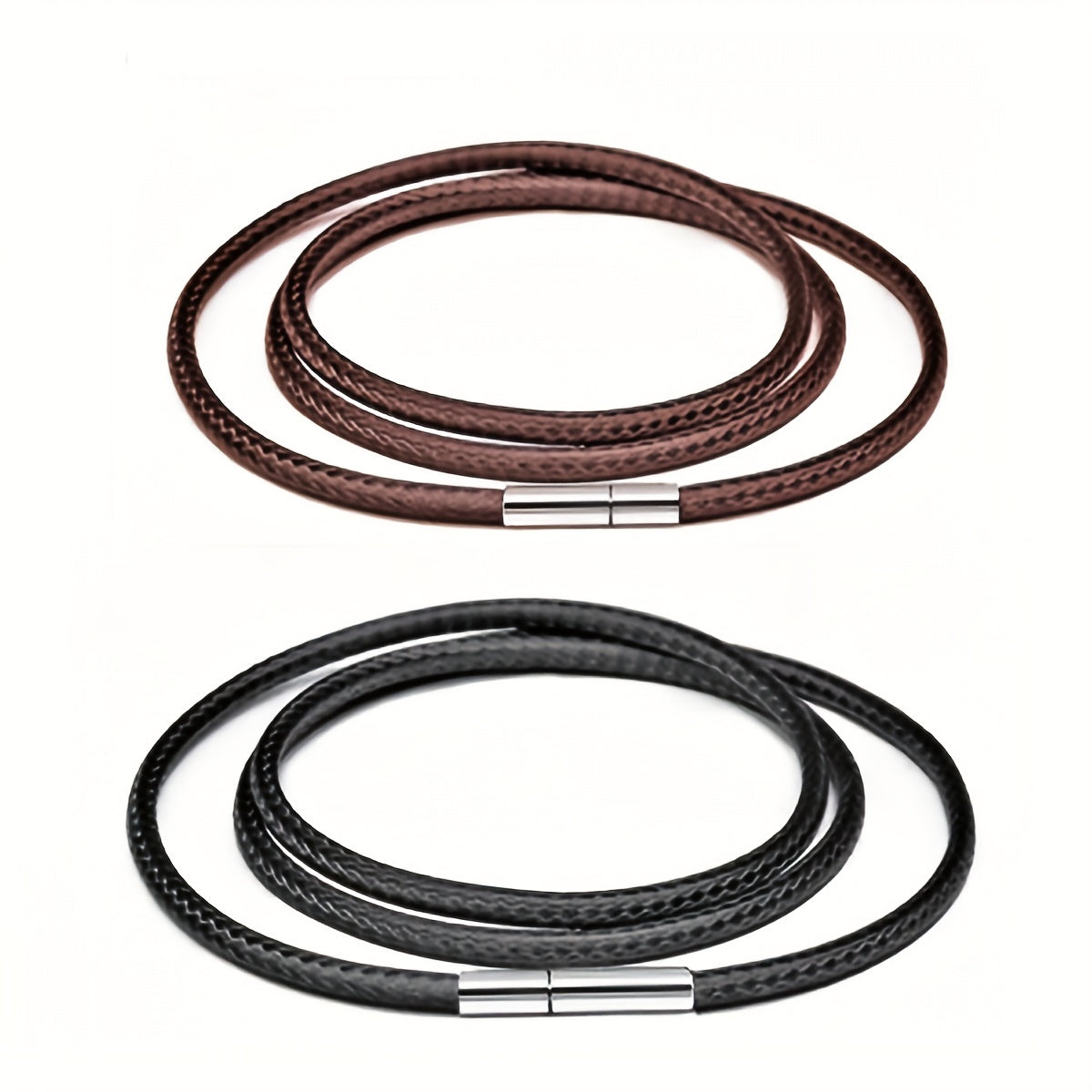 3mm Wax Leather Cord Choker Necklace Stainless Steel Clasp Thin 16 30 Mens