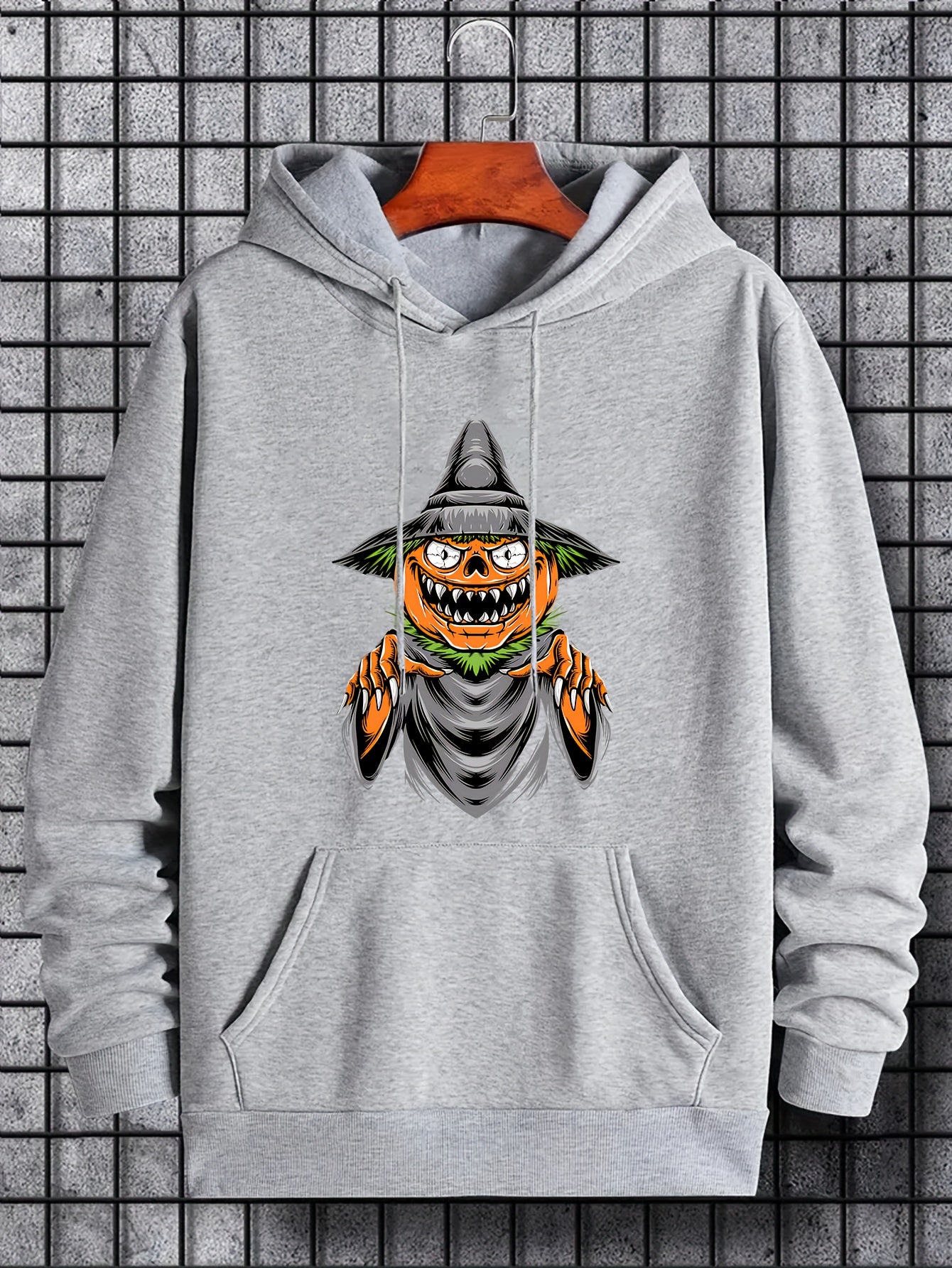 Men's Cartoon Pumpkin Graphic Hoodie Active Halloween Style