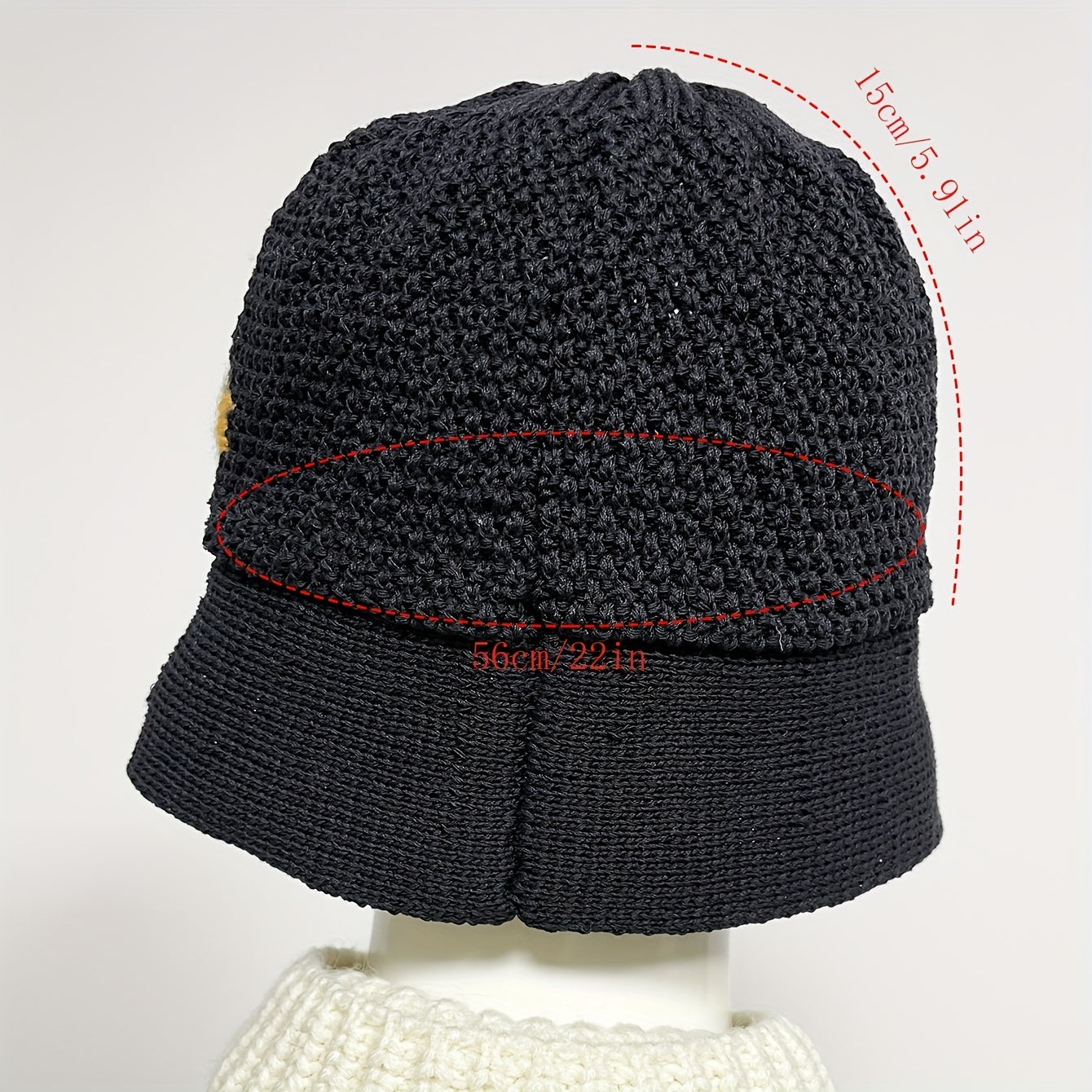 Yellow Flower Bee Bucket Hat Crochet Warm Basin Hat Women Cloche Hat