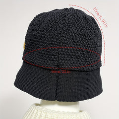 Yellow Flower Bee Bucket Hat Crochet Warm Basin Hat Women Cloche Hat