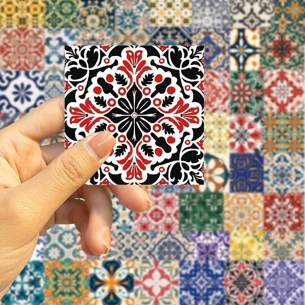 62pcs Cartoon Retro Tile Graffiti Sticker Series Waterproof Sticker