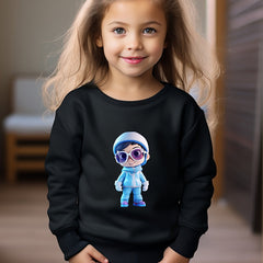 Cartoon Pattern Crew Neck Sweatshirt for Girls Kids
