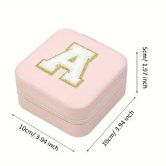 Personalized Initial Jewelry Organizer Travel Case Mirror Box for Teen Girls
