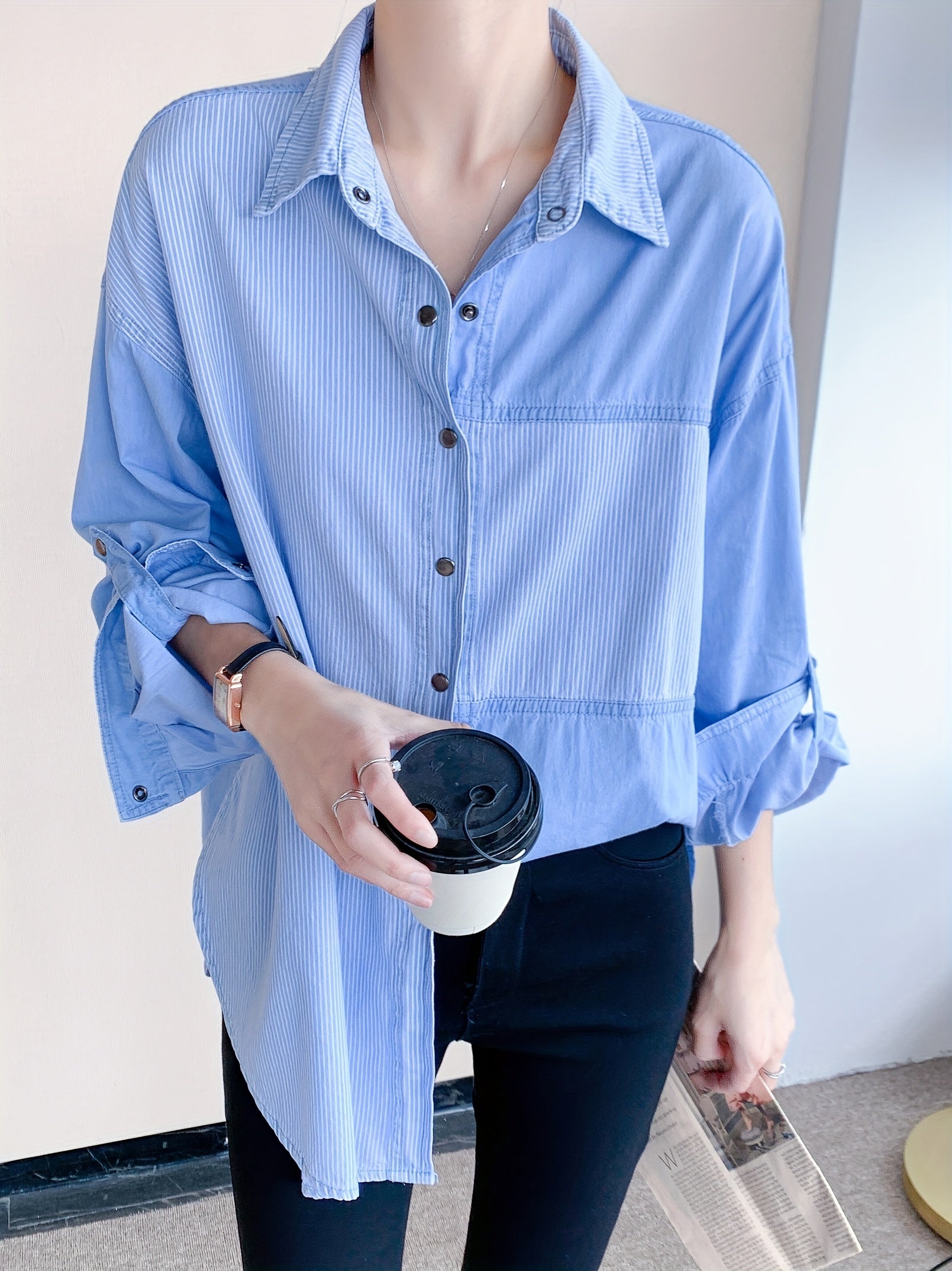 Colorblock Stripe Denim Top