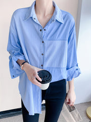 Colorblock Stripe Denim Top
