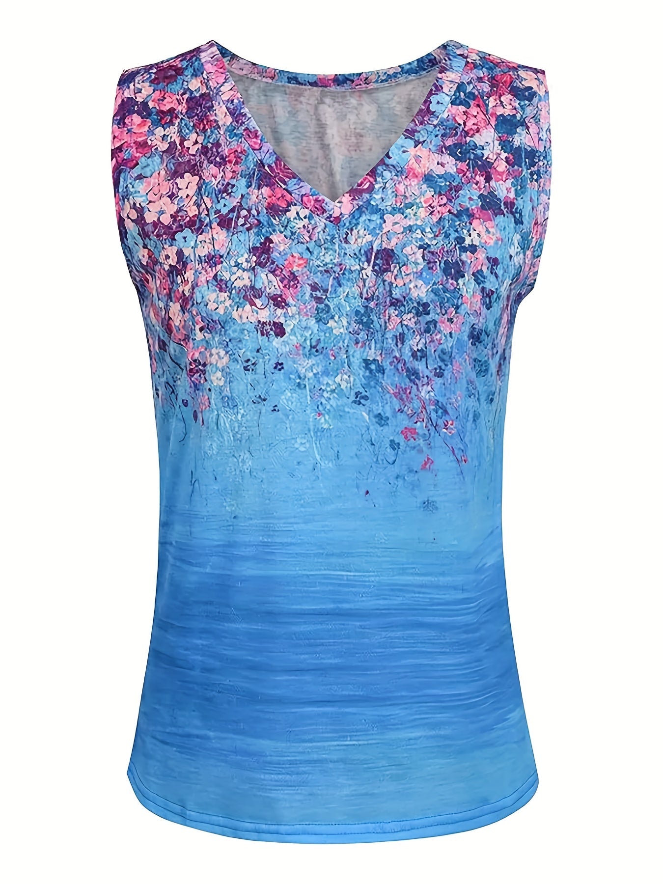 Women's Plus Floral Print V-Neck Tank Top