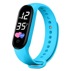 Student Touchscreen LED Sports Watch PVC Strap 24H Display School Outdoor