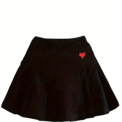 Girls Heart Embroidered Flare Skirt With Shorts for Kids