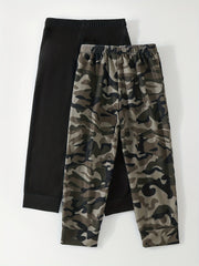 2pcs Boys Dino Camo Sweatpants Active Jogger Sports Pants Kids Clothing