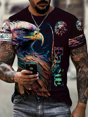 Men's Eagle Graphic Print T shirt Casual Comfy Slightly Stretch