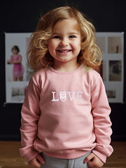 Girls Love Pattern Crew Neck Sweatshirt for Spring Fall