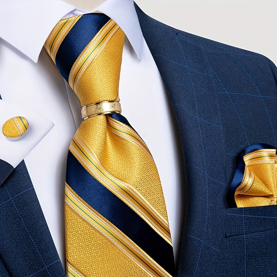 Men's Striped Silk Tie Set Business Wedding Gift