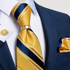 Men's Striped Silk Tie Set Business Wedding Gift