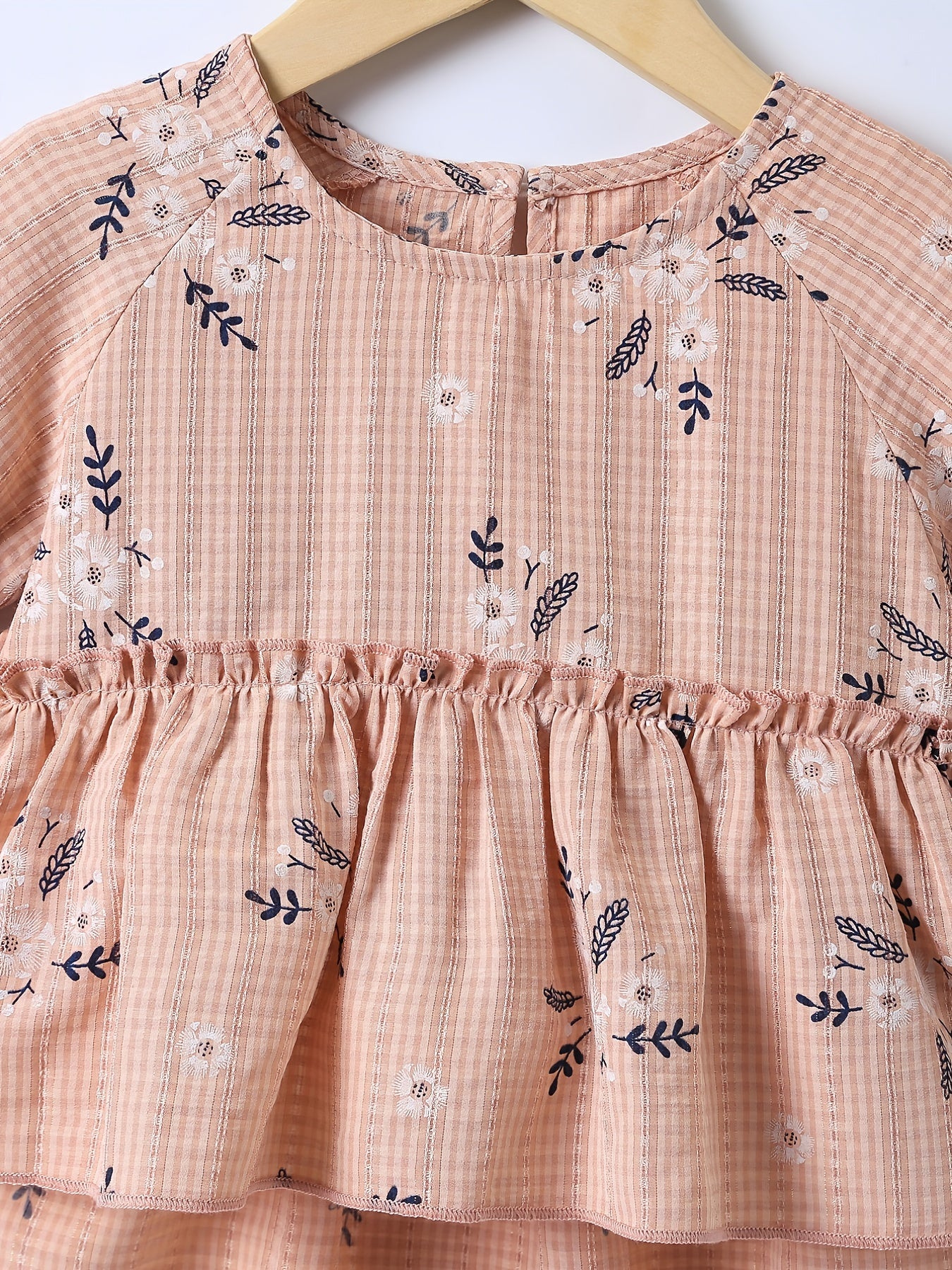 Girls Floral Print Peplum Blouse Flared Sleeve Holiday Outfit