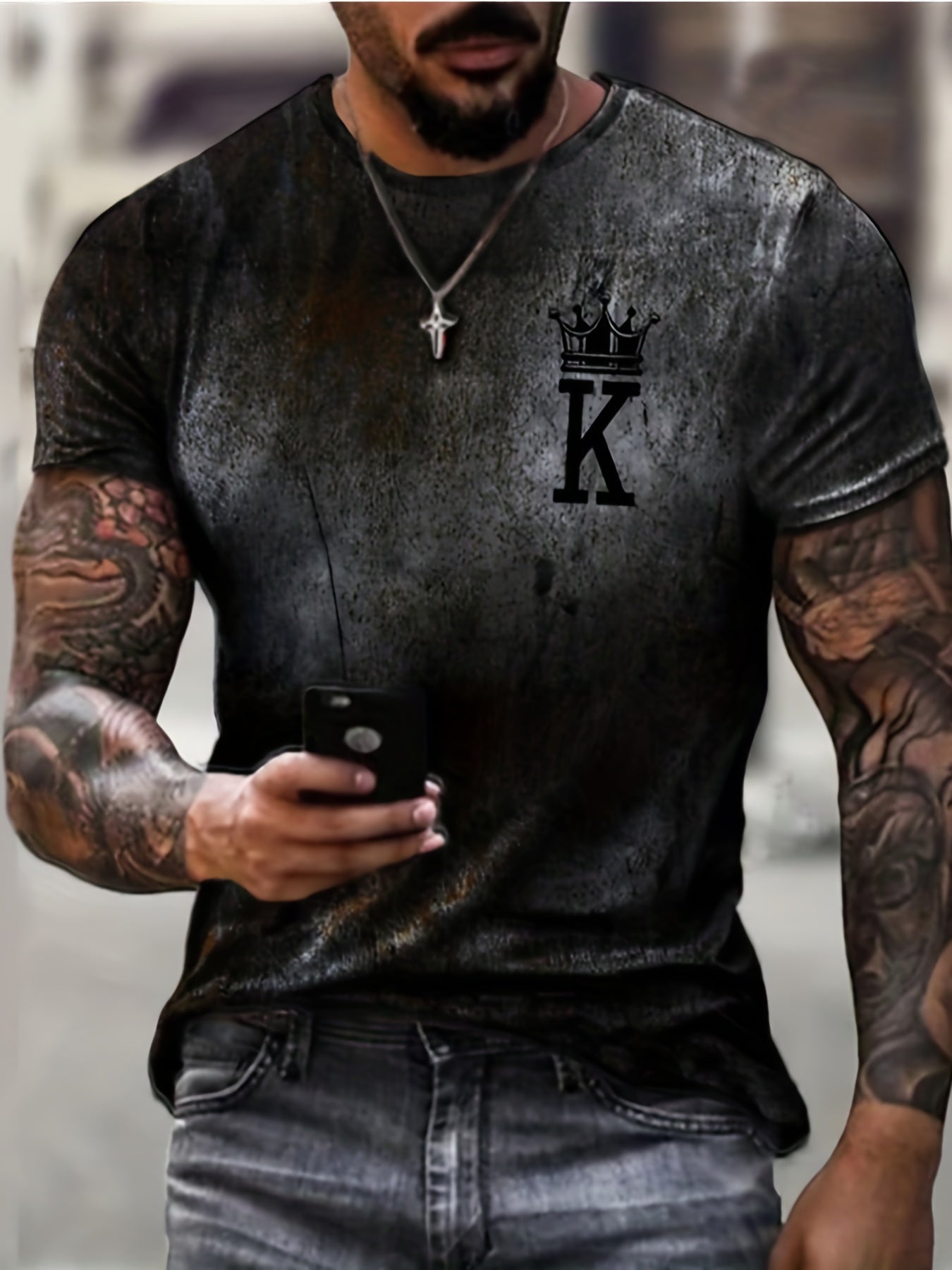 Men's 3D Pattern Graphic Active Tee Top Short Sleejson Slightly Stretch
