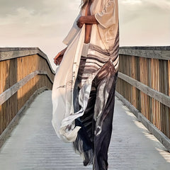 Horse Print Sun Protection Clothing V Neck Cover Up & Pants