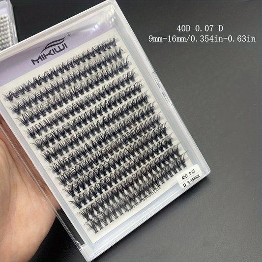 240pcs 40D Cluster Lashes DIY Eyelash Extension D Curling Long Individual Lashes