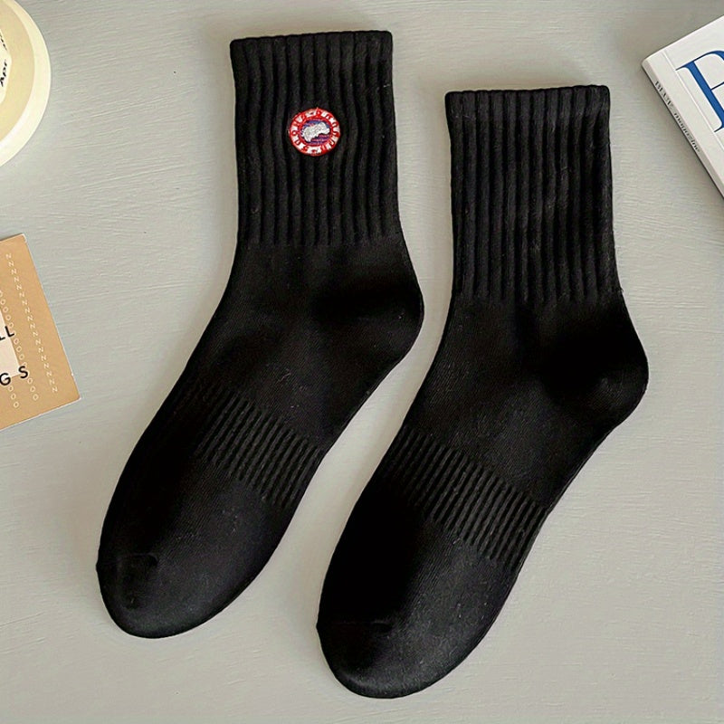 Men's Embroidered Cotton Socks for Outdoor Activities