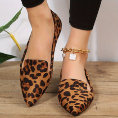 Leopard Print Flat Shoes Soft Sole Micro Suede Casual Flats