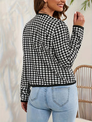 Plaid Open Front Jacket Long Sleeve Contrast Trim Jacket