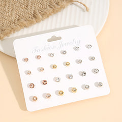 12 Pairs Sparkling Round Stud Earrings - Perfect Gift For Girls