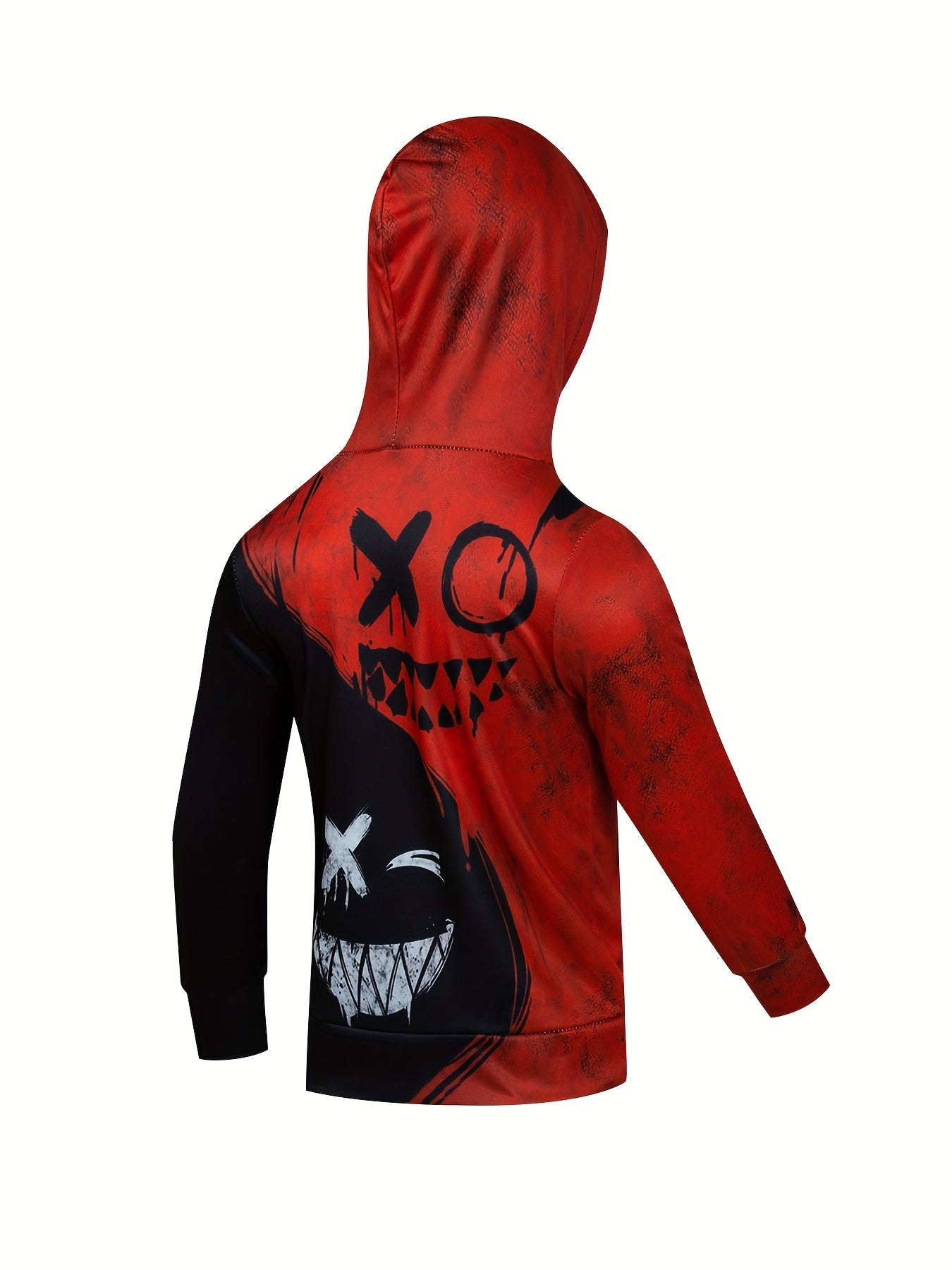 Unisex Kids Novelty Hoodie 3D Red Expression Graphic Pattern Double Layer Hoodie