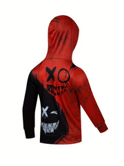 Unisex Kids Novelty Hoodie 3D Red Expression Graphic Pattern Double Layer Hoodie